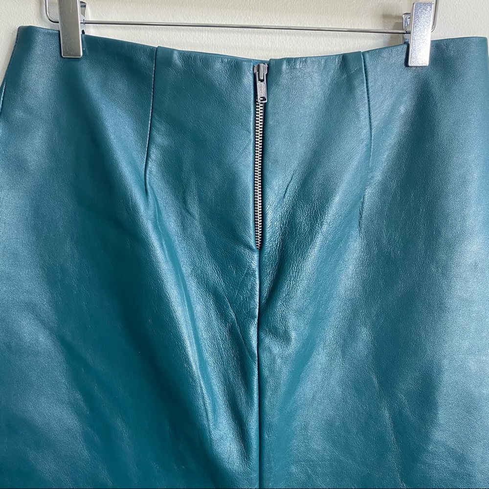Nicole Miller Artelier Teal Leather Pencil Skirt Size 10 - Picture 7 of 12